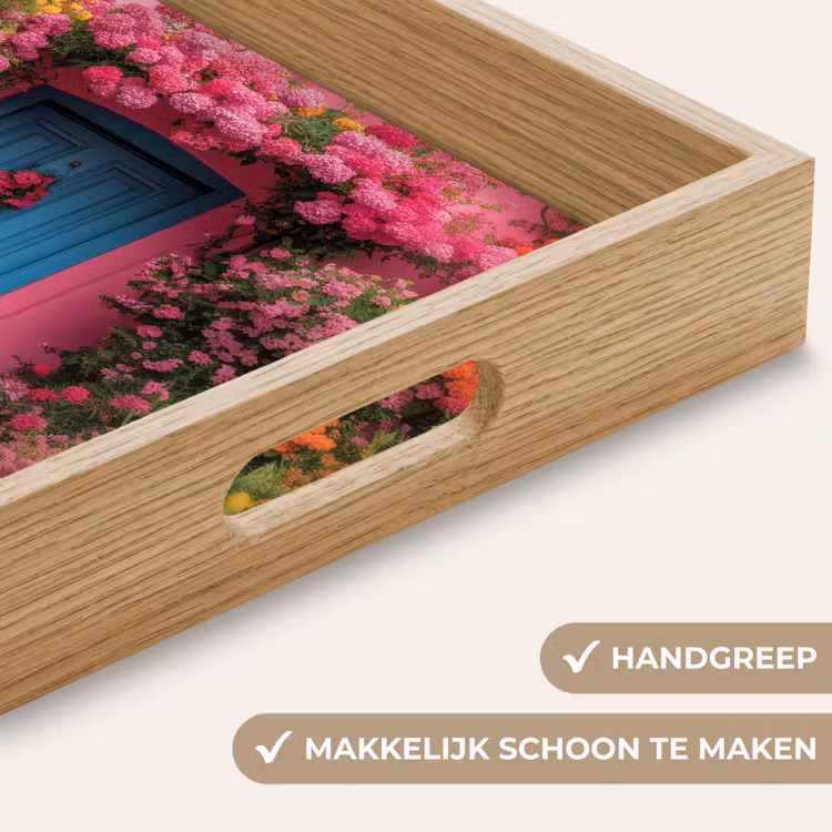 Bloemen - Deur - Roze Dienblad Rechthoek middel -USP_HandgreepNL