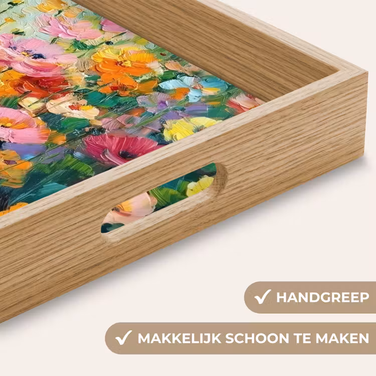 Bloemen explosie - Heldere kleuren - Vrolijk Dienblad Rechthoek middel -USP_HandgreepNL