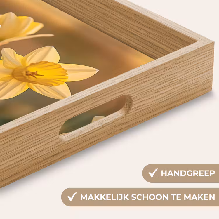 Bloemen - Geel - Wazig Dienblad Rechthoek middel -USP_HandgreepNL
