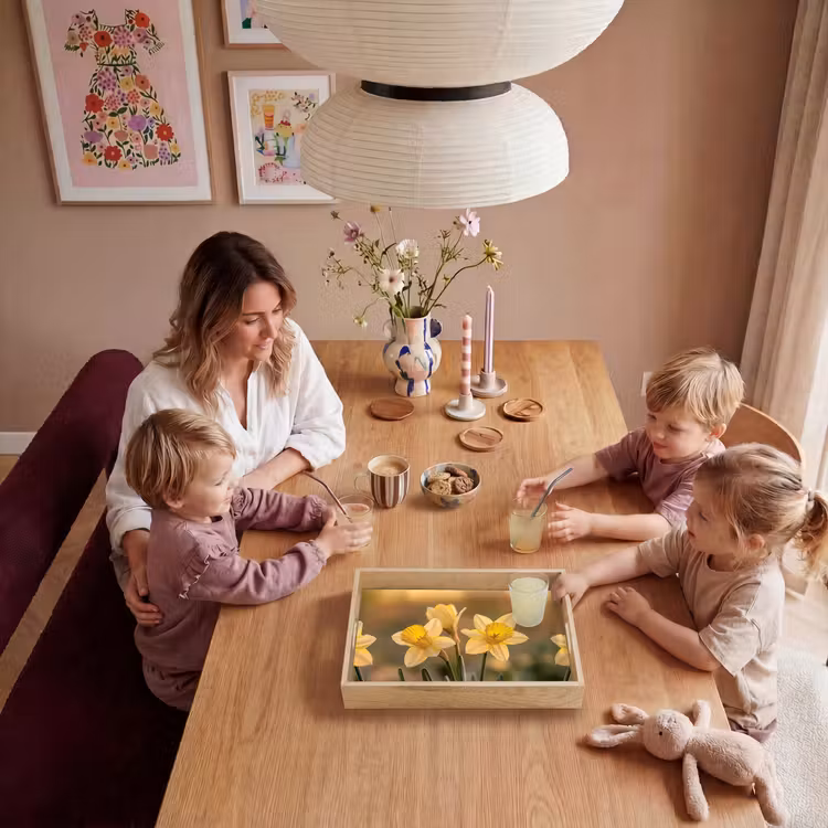 Bloemen - Geel - Wazig Dienblad Rechthoek middel -sfeer4