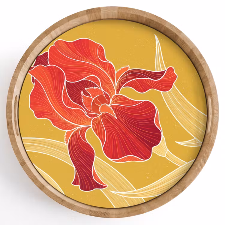 Dienblad - Bloemen - Illustratie - Rood - Bloemen - Illustratie - Rood Dienblad Rond middel