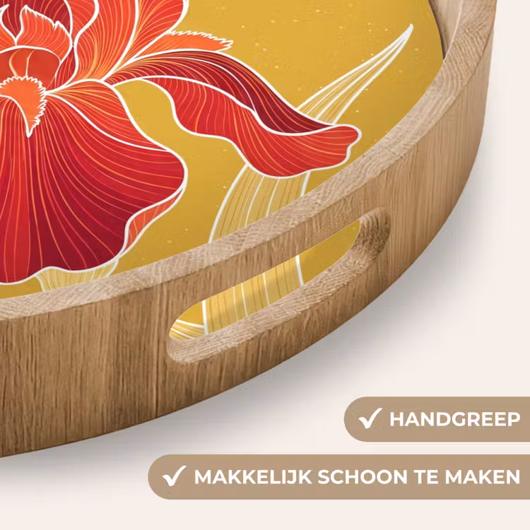 Dienblad - Bloemen - Illustratie - Rood - Bloemen - Illustratie - Rood Dienblad Rond middel
