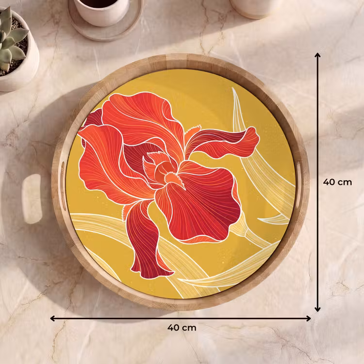 Dienblad - Bloemen - Illustratie - Rood - Bloemen - Illustratie - Rood Dienblad Rond middel