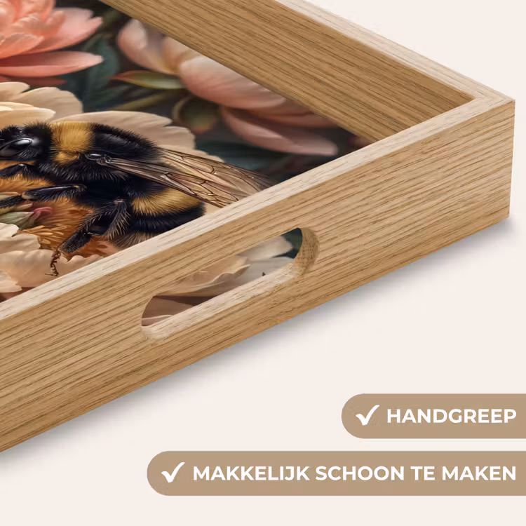 Bloemen - Insect - Natuur - Roze Dienblad Rechthoek middel -USP_HandgreepNL