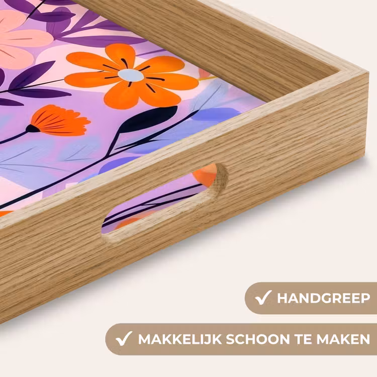 Bloemen - Kleurrijk - Bladeren Dienblad Rechthoek middel -USP_HandgreepNL