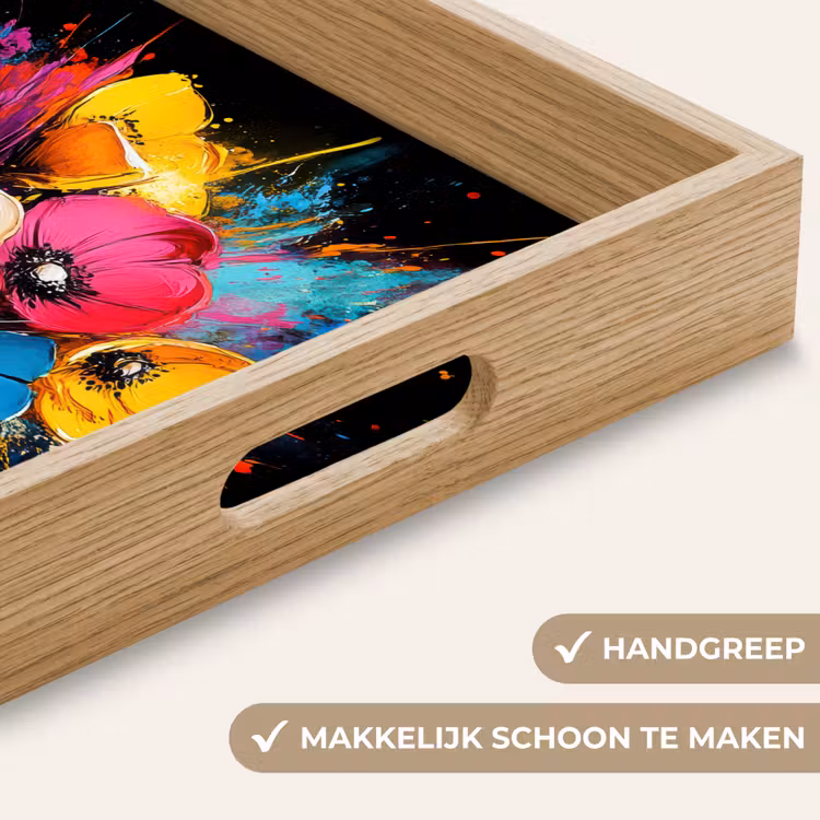 Bloemen - Kleurrijk - Graffiti - Modern - Boeket Dienblad Rechthoek middel -USP_HandgreepNL