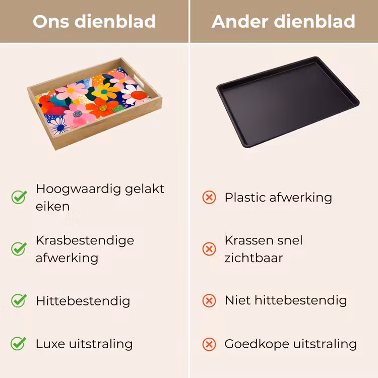 Bloemen - Kleurrijk - Stippen Dienblad Rechthoek middel -USP_VergelijkingNL