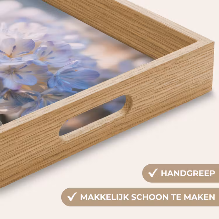 Bloemen - Lichtblauw - Wazig - Trosje Dienblad Rechthoek middel -USP_HandgreepNL