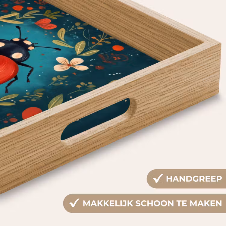 Bloemen - Lieveheersbeestje - Hartje - Rood Dienblad Rechthoek middel -USP_HandgreepNL