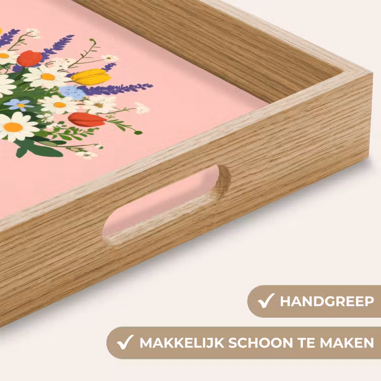 Bloemen - Lint - Kaartje Dienblad Rechthoek middel -USP_HandgreepNL