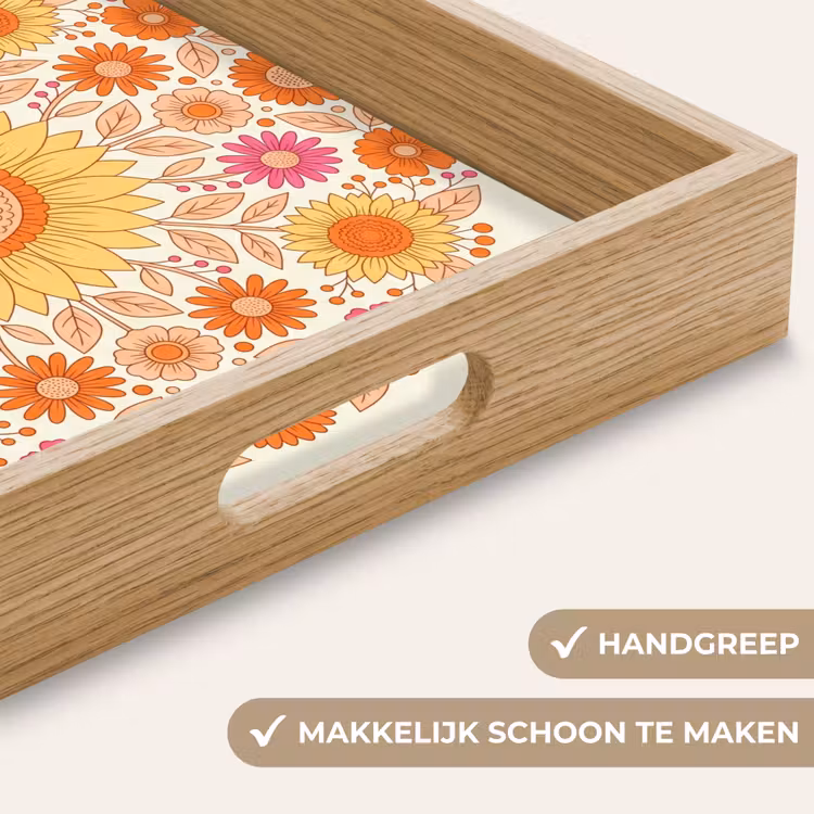 Bloemen - Mandala - Patroon - Kleurrijk Dienblad Rechthoek middel -USP_HandgreepNL