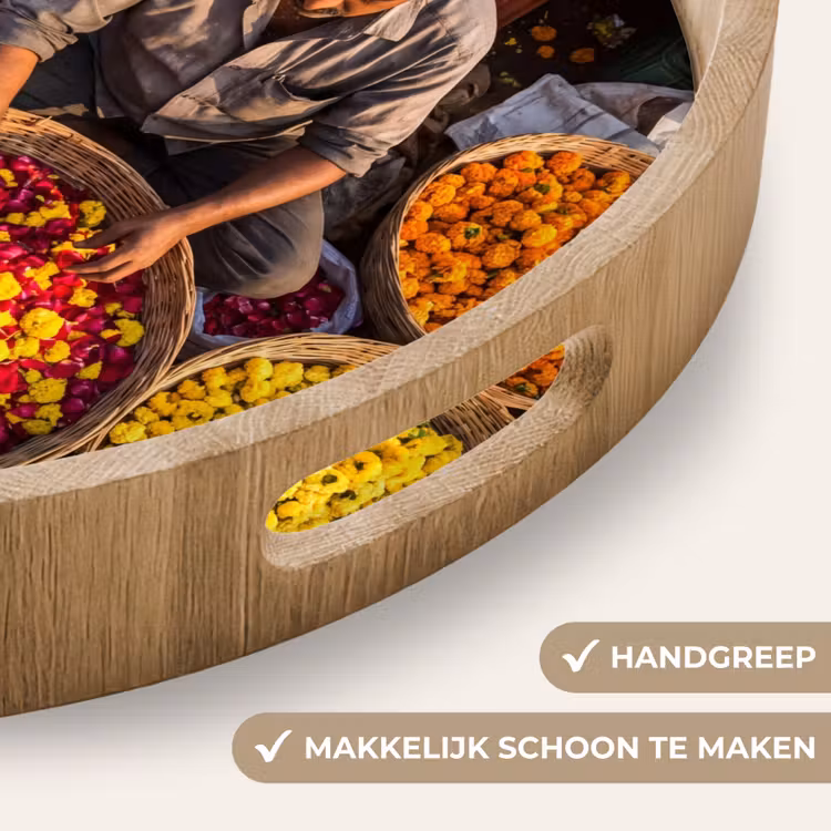 Dienblad - Bloemen - Markt - Kleurrijk - Bloemen - Markt - Kleurrijk Dienblad Rond middel
