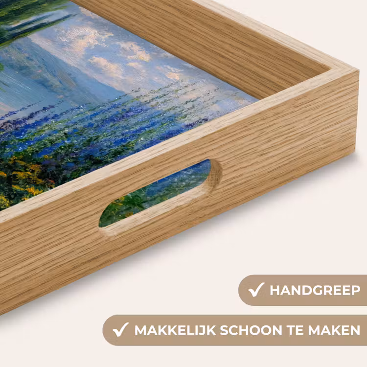 Bloemen - Meer - Bergen - Groen Dienblad Rechthoek middel -USP_HandgreepNL