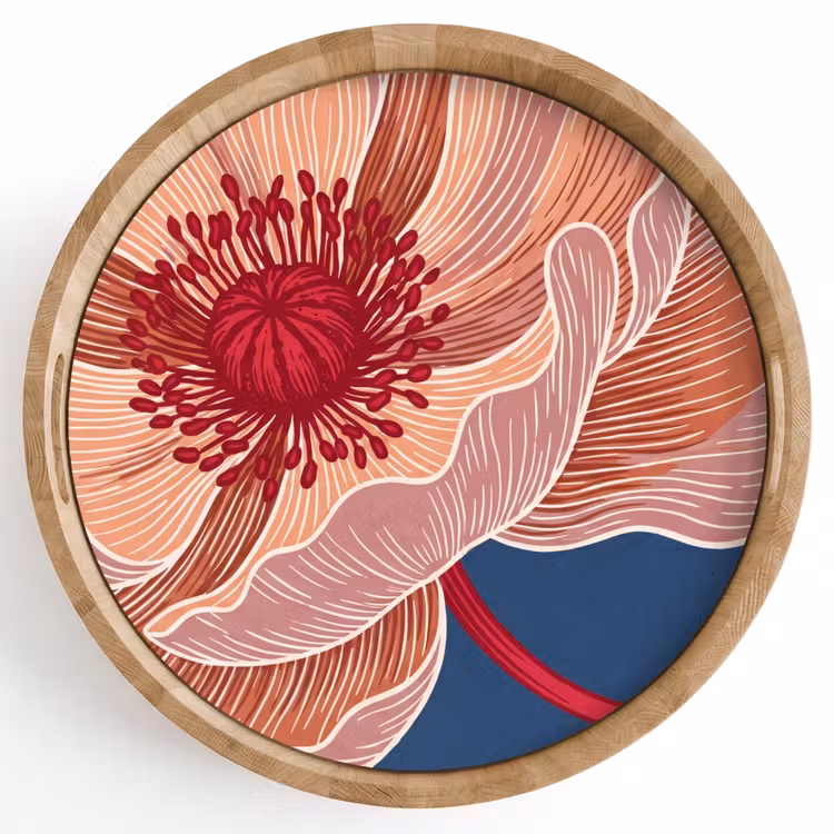 Dienblad - Bloemen - Modern - Abstract - Bloemen - Modern - Abstract Dienblad Rond middel
