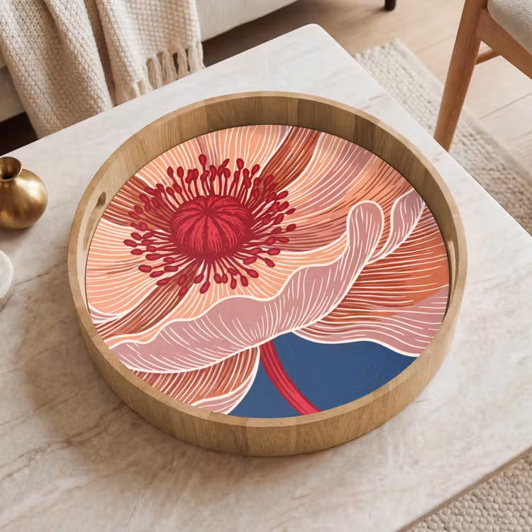 Dienblad - Bloemen - Modern - Abstract - Bloemen - Modern - Abstract Dienblad Rond middel