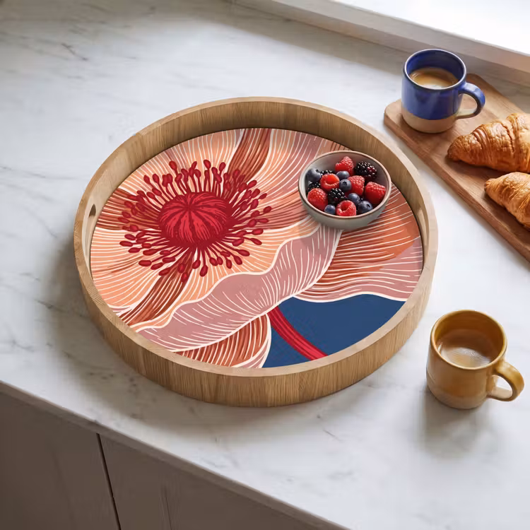Dienblad - Bloemen - Modern - Abstract - Bloemen - Modern - Abstract Dienblad Rond middel