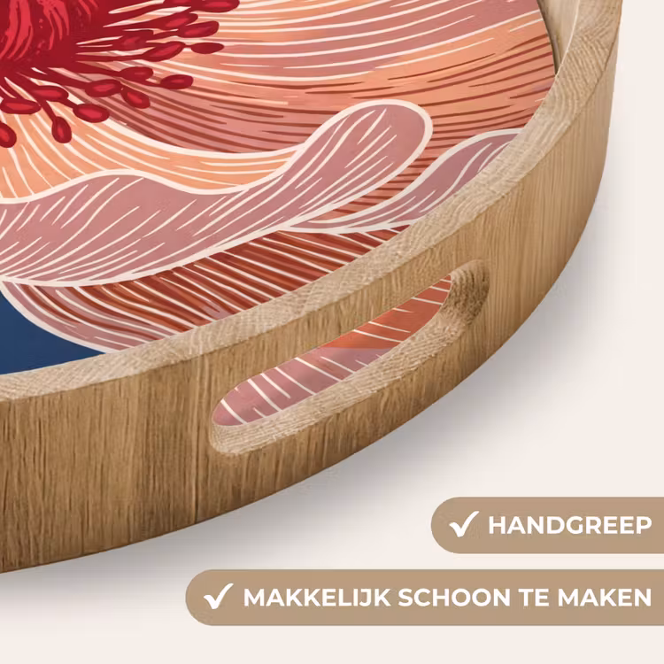 Dienblad - Bloemen - Modern - Abstract - Bloemen - Modern - Abstract Dienblad Rond middel