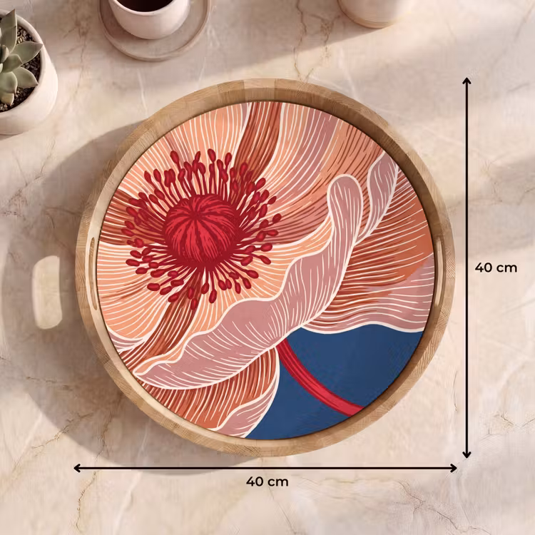 Dienblad - Bloemen - Modern - Abstract - Bloemen - Modern - Abstract Dienblad Rond middel