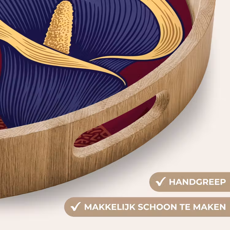 Dienblad - Bloemen - Modern - Paars - Bloemen - Modern - Paars Dienblad Rond middel