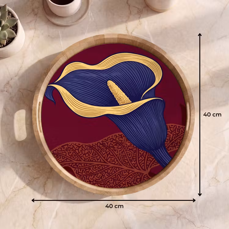 Dienblad - Bloemen - Modern - Paars - Bloemen - Modern - Paars Dienblad Rond middel
