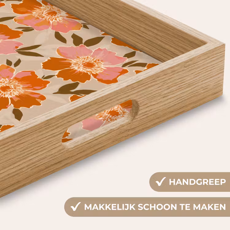 Bloemen - Motief - Retro Dienblad Rechthoek middel 911 -USP_HandgreepNL