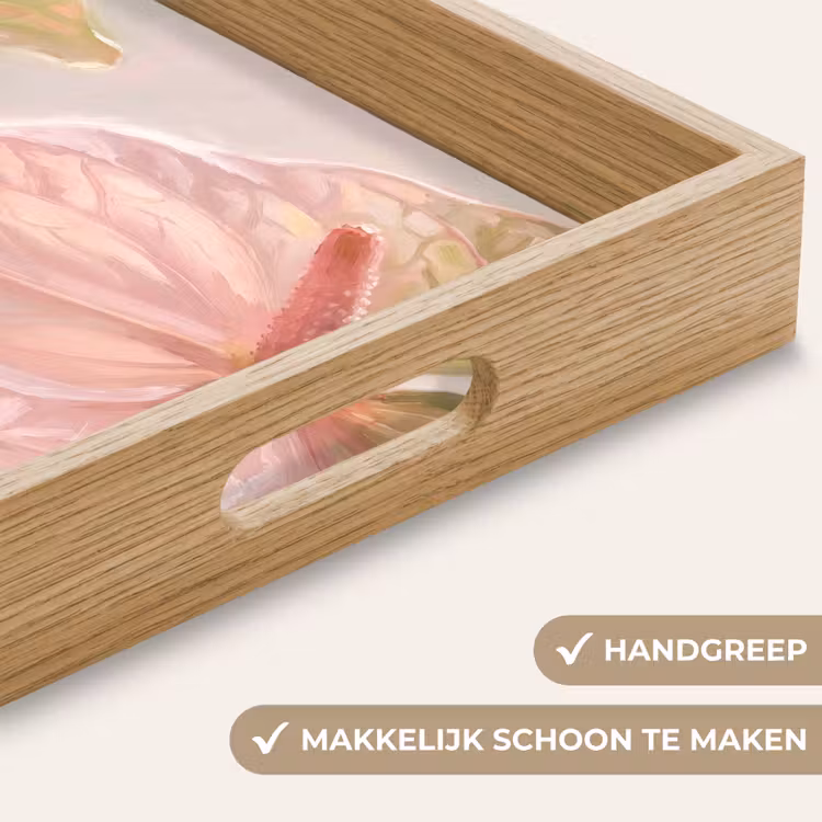 Bloemen - Pastel - Abstract - Natuur - Groen Dienblad Rechthoek middel -USP_HandgreepNL