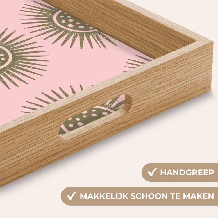 Bloemen - Patroon - Abstract - Roze - Groen Dienblad Rechthoek middel -USP_HandgreepNL
