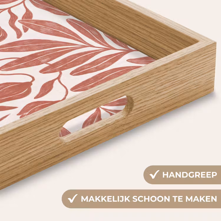 Bloemen - Patroon - Modern - Natuur - Bruin Dienblad Rechthoek middel -USP_HandgreepNL