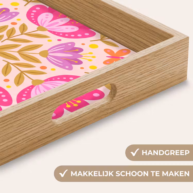 Bloemen - Patroon - Natuur - Abstract - Roze Dienblad Rechthoek middel -USP_HandgreepNL