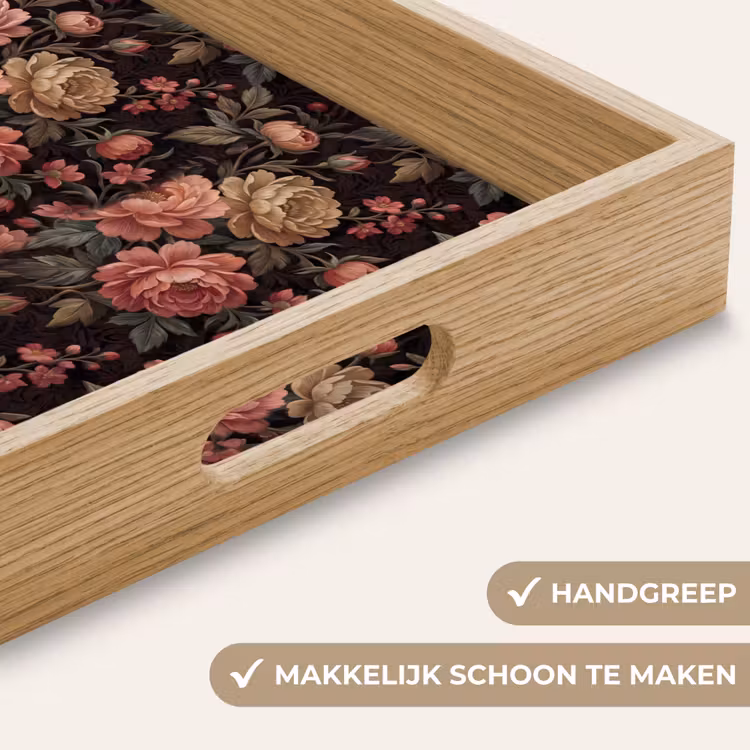 Bloemen - Patroon - Natuur - Vintage - Roze Dienblad Rechthoek middel -USP_HandgreepNL