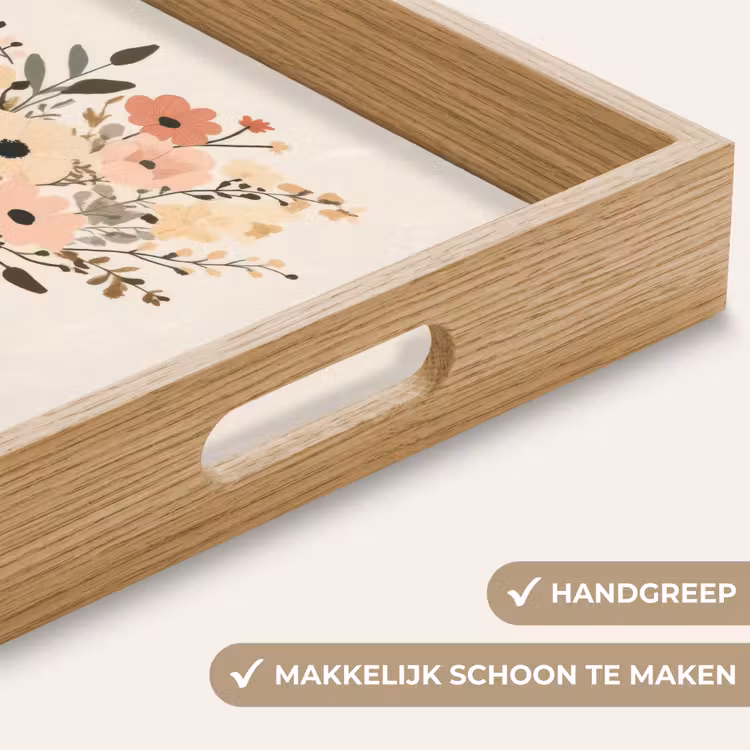 Bloemen - Quote - Beige - Lint Dienblad Rechthoek middel -USP_HandgreepNL