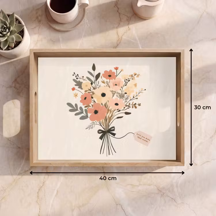 Bloemen - Quote - Beige - Lint Dienblad Rechthoek middel -USP_Formaat