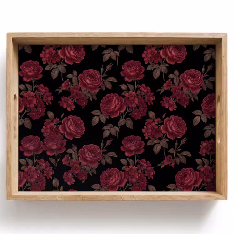 Bloemen - Roos - Patroon - Klassiek - Rood Dienblad Rechthoek middel -z3d_shopping