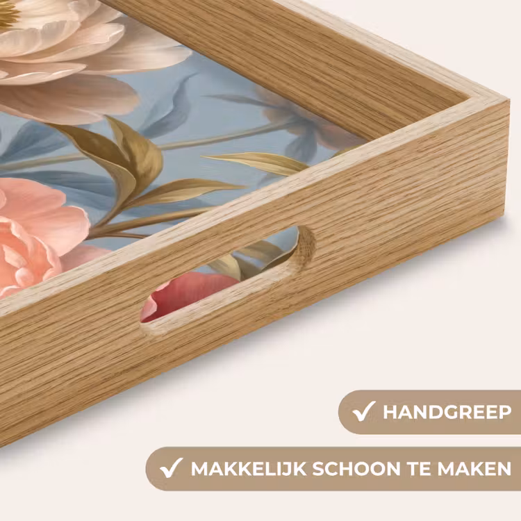 Bloemen - Roze - Beige - Modern - Natuur Dienblad Rechthoek middel -USP_HandgreepNL