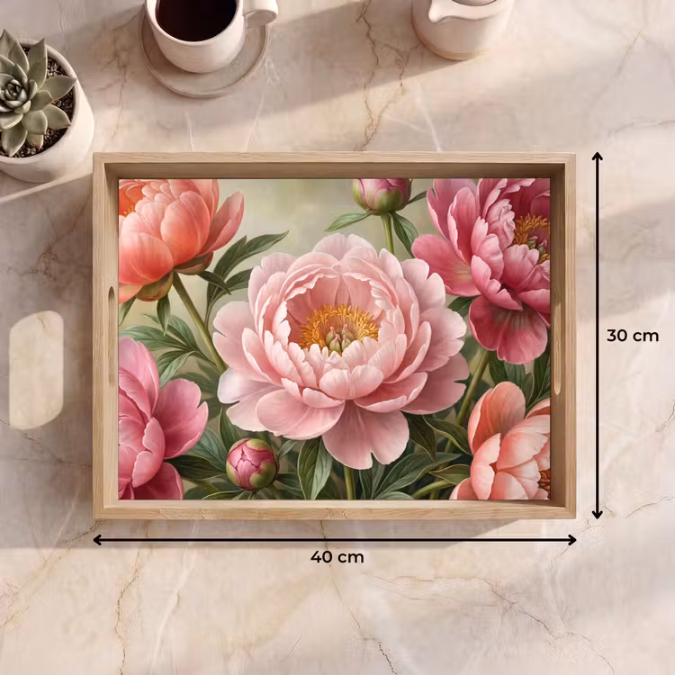 Bloemen - Roze - Klassiek - Gedetailleerd - Natuur Dienblad Rechthoek middel -USP_Formaat