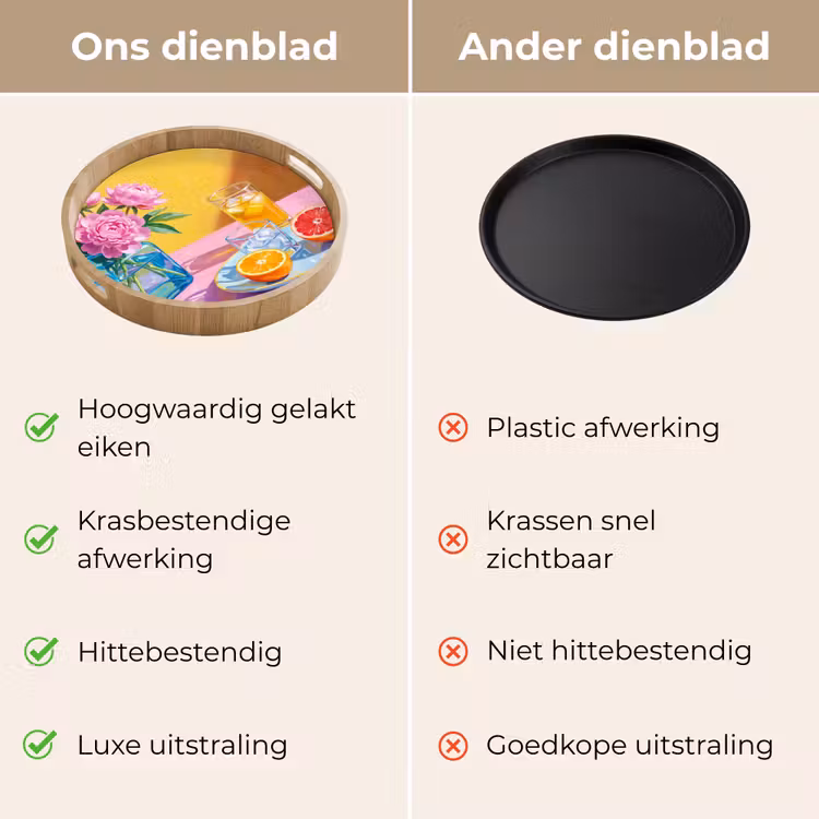 Dienblad - Bloemen - Roze - Modern - Bloemen - Roze - Modern Dienblad Rond middel