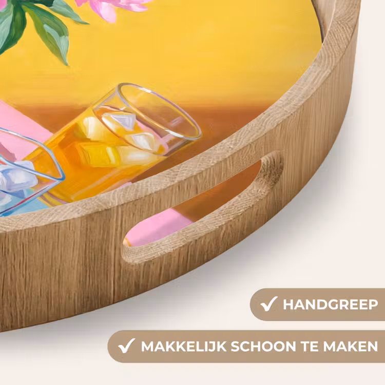 Dienblad - Bloemen - Roze - Modern - Bloemen - Roze - Modern Dienblad Rond middel