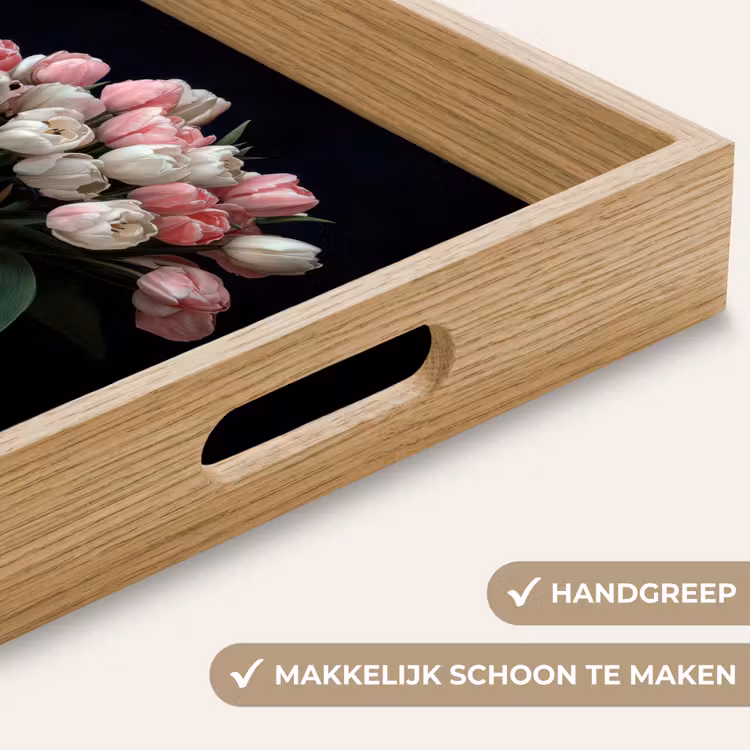 Bloemen - Roze - Tulpen - Vaas Dienblad Rechthoek middel -USP_HandgreepNL