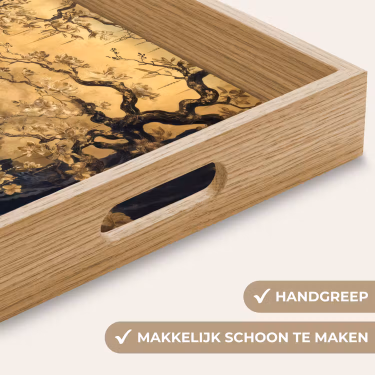 Bloemen - Takken - Goud - Sierlijk Dienblad Rechthoek middel -USP_HandgreepNL