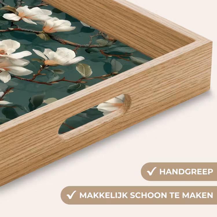 Bloemen - Takken - Wit - Klassiek Dienblad Rechthoek middel -USP_HandgreepNL