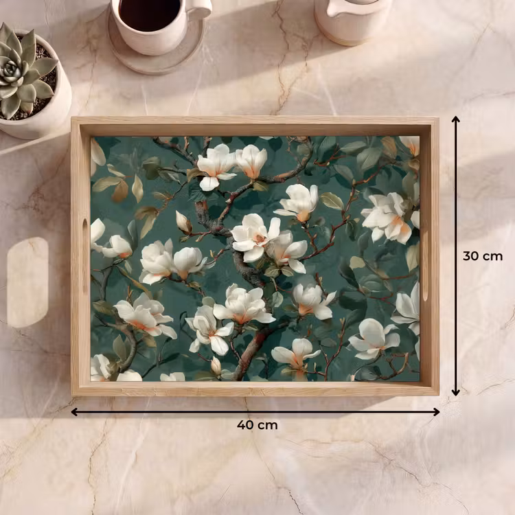 Bloemen - Takken - Wit - Klassiek Dienblad Rechthoek middel -USP_Formaat