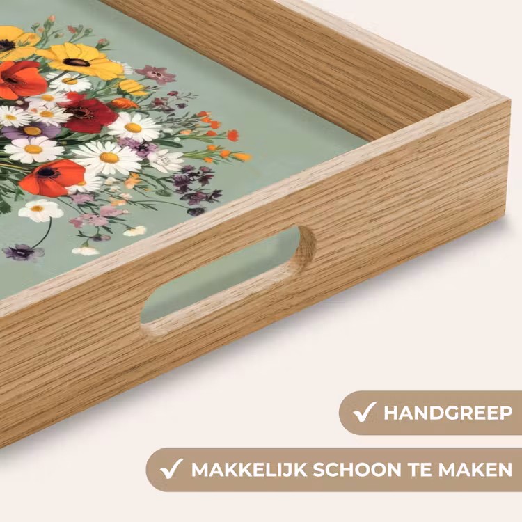 Bloemen - Vaas - Kaartje Dienblad Rechthoek middel -USP_HandgreepNL