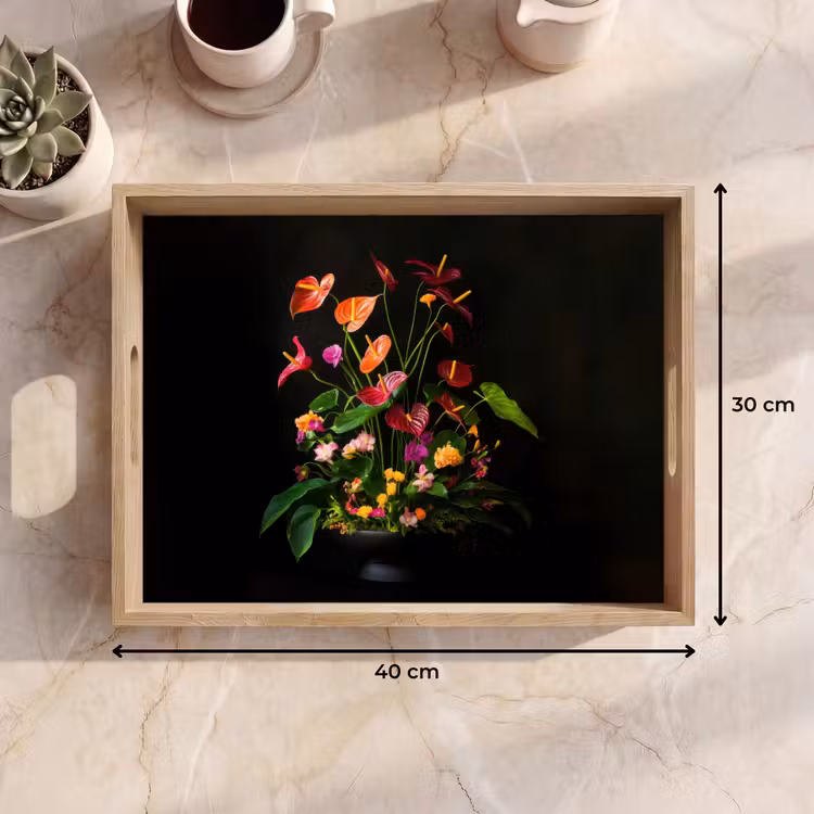 Bloemen - Vaas - Kleurrijk Dienblad Rechthoek middel -USP_Formaat