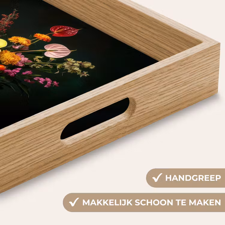Bloemen - Vaas - Zwart Dienblad Rechthoek middel -USP_HandgreepNL