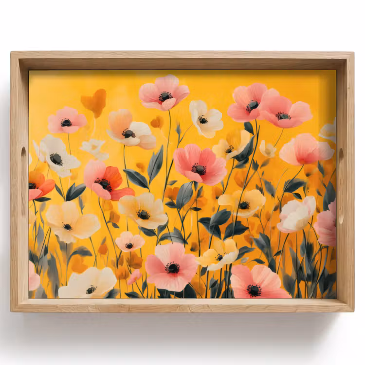 Bloemen - Veld - Geel Dienblad Rechthoek middel -z3d_shopping