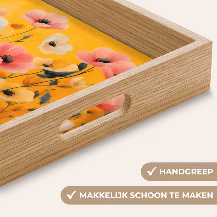 Bloemen - Veld - Geel Dienblad Rechthoek middel -USP_HandgreepNL