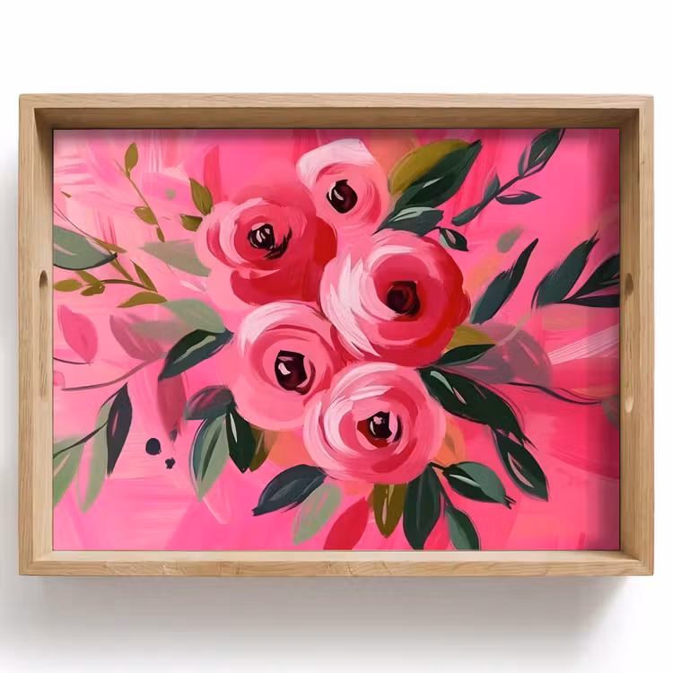 Bloemen - Verf - Roze Dienblad Rechthoek middel -z3d_shopping