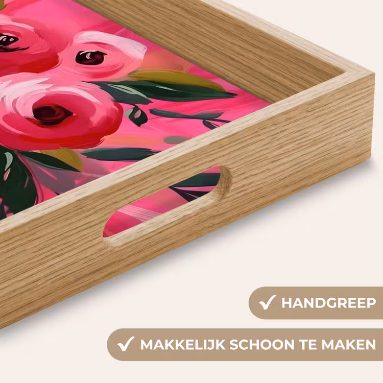 Bloemen - Verf - Roze Dienblad Rechthoek middel -USP_HandgreepNL