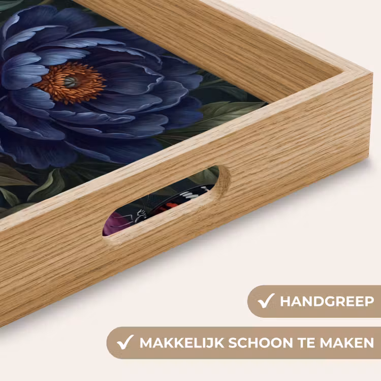 Bloemen - Vlinder - Natuur - Modern - Paars Dienblad Rechthoek middel -USP_HandgreepNL