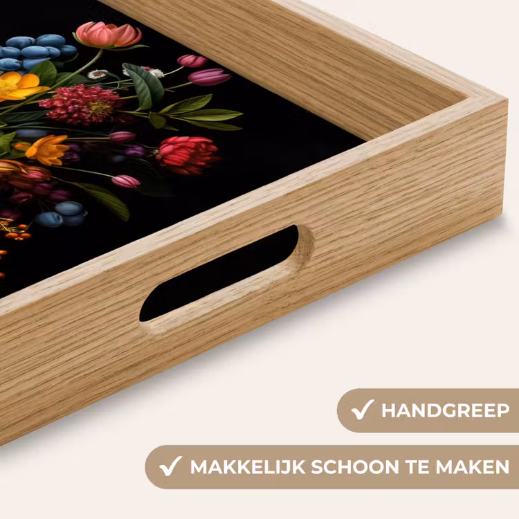 Bloemen - Vrolijk - Vaas Dienblad Rechthoek middel -USP_HandgreepNL